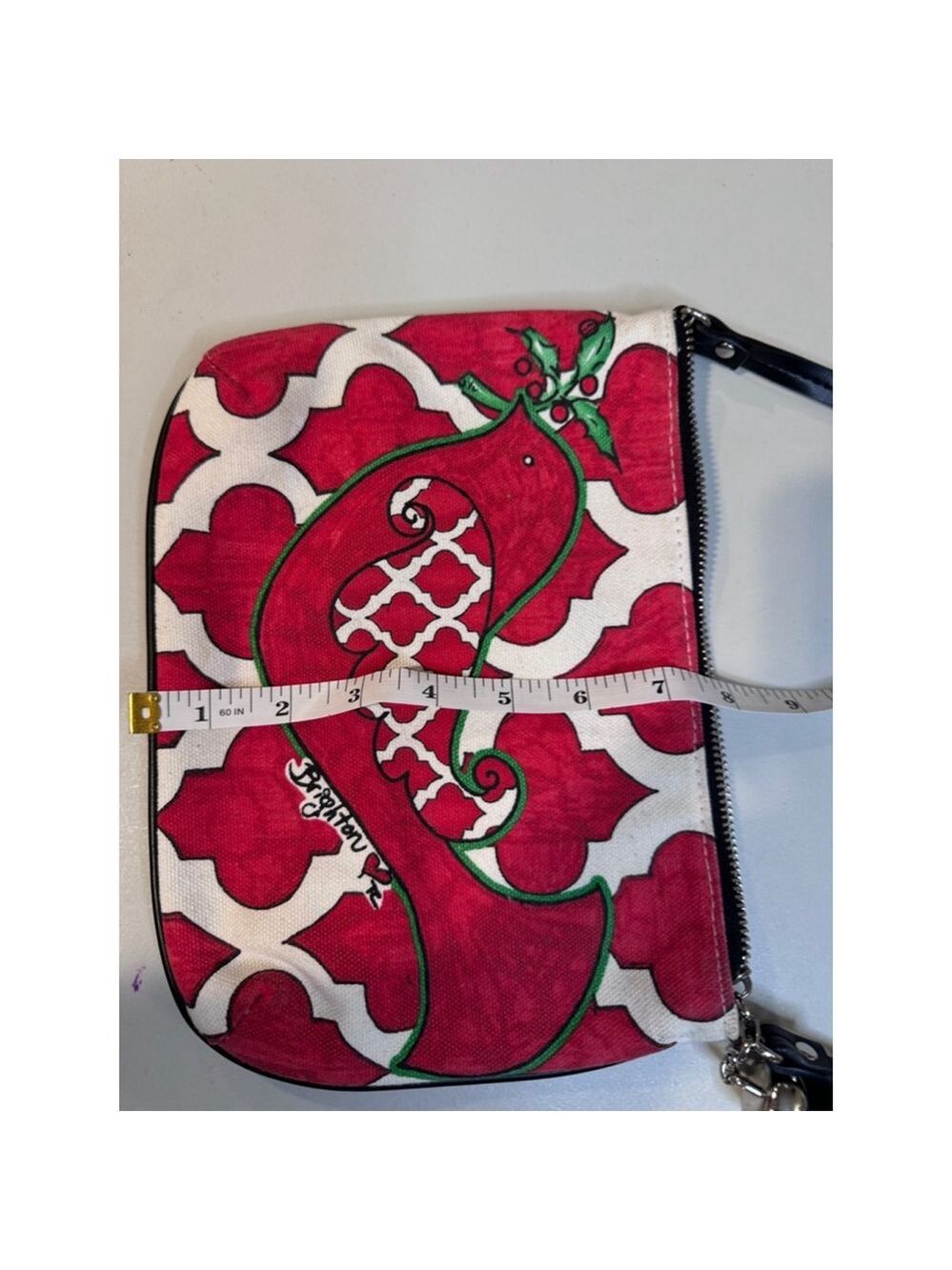 Brighton Red White Fabric Crossbody Bag - Picture 5 of 6